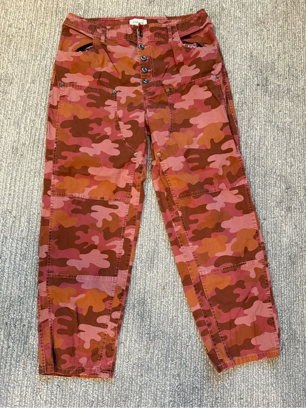 Sundance Quincy Pink Camo Ripstop Cargo Utility Pants Size 12 Button Fly